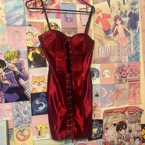 Red Lace Up Dress